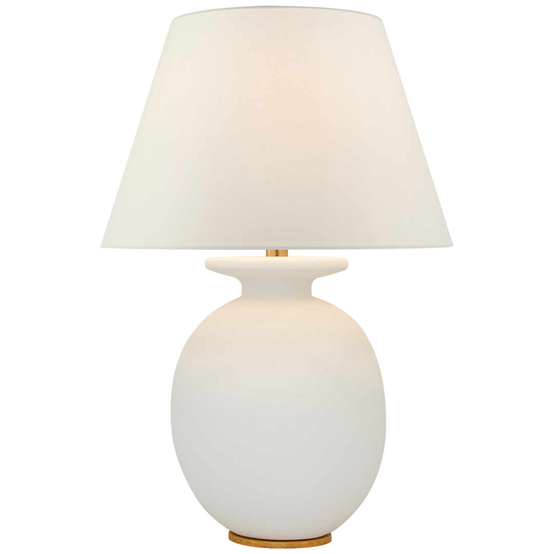 Hadelinde Medium Table Lamp-Visual Comfort-VISUAL-CS 3658SDW-L-Table LampsSandy White with Linen Shade-1-France and Son