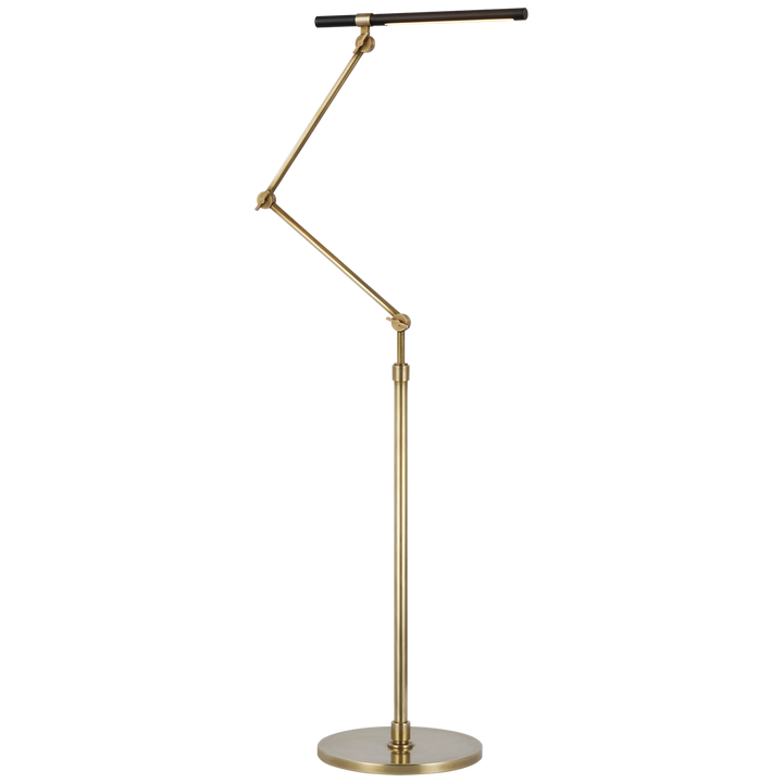 Harin Medium Adjustable Floor Lamp-Visual Comfort-VISUAL-IKF 1506HAB/BLK-Floor LampsHand-Rubbed Antique Brass and Matte Black-2-France and Son