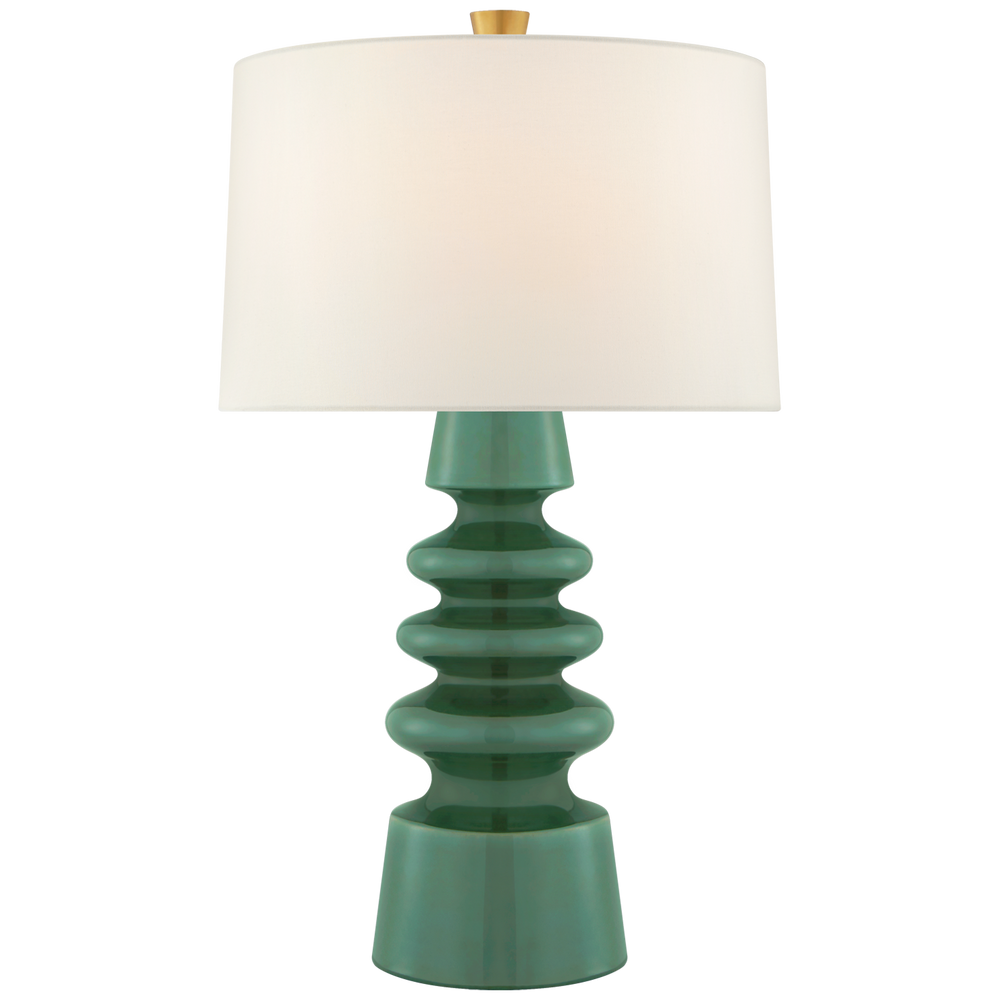 Abigail Medium Table Lamp-Visual Comfort-VISUAL-JN 3608AVN-L-Table LampsAventurine with Linen Shade-2-France and Son