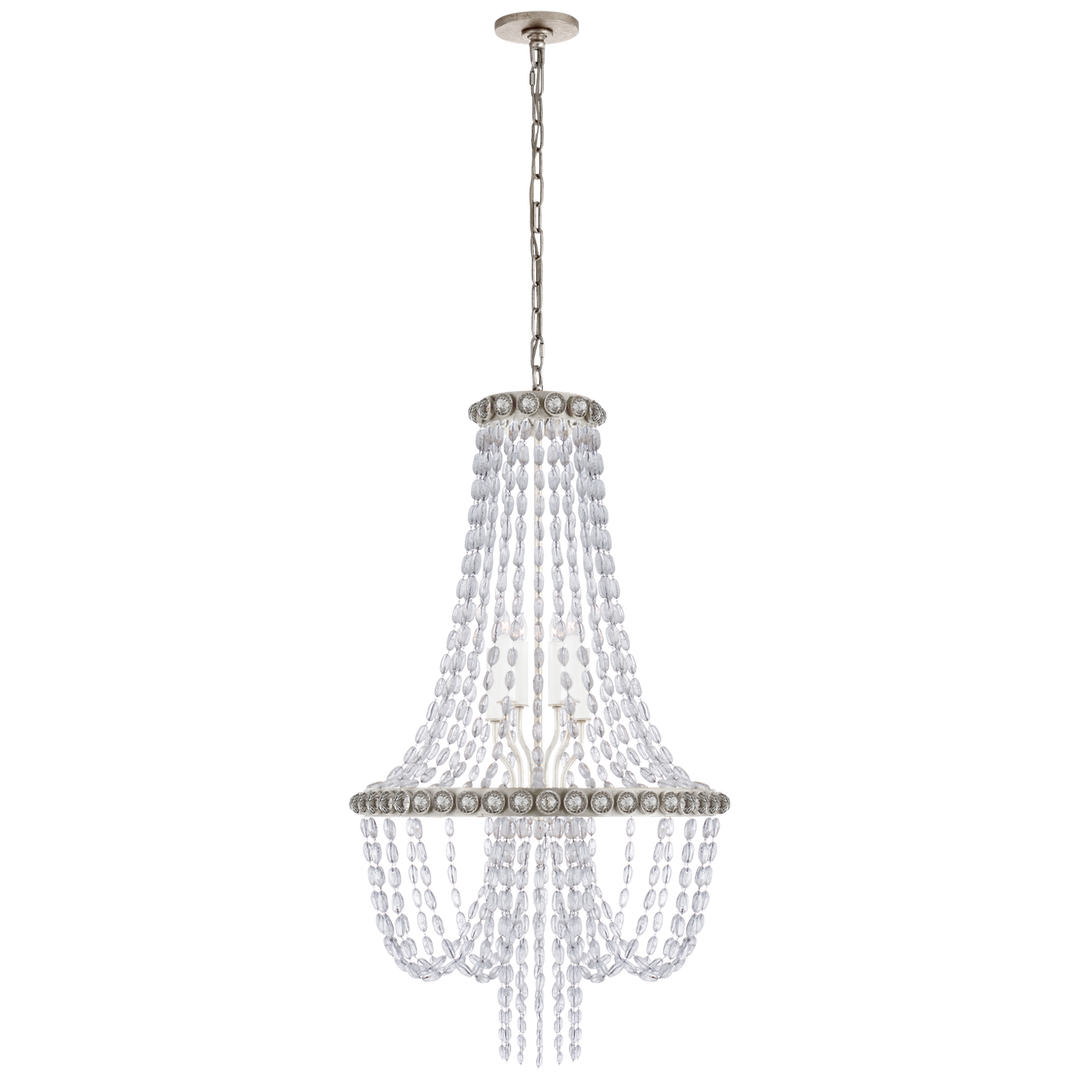 Napolly Medium Basket Chandelier-Visual Comfort-VISUAL-JN 5120BSL-CG-ChandeliersBurnished Silver Leaf-1-France and Son