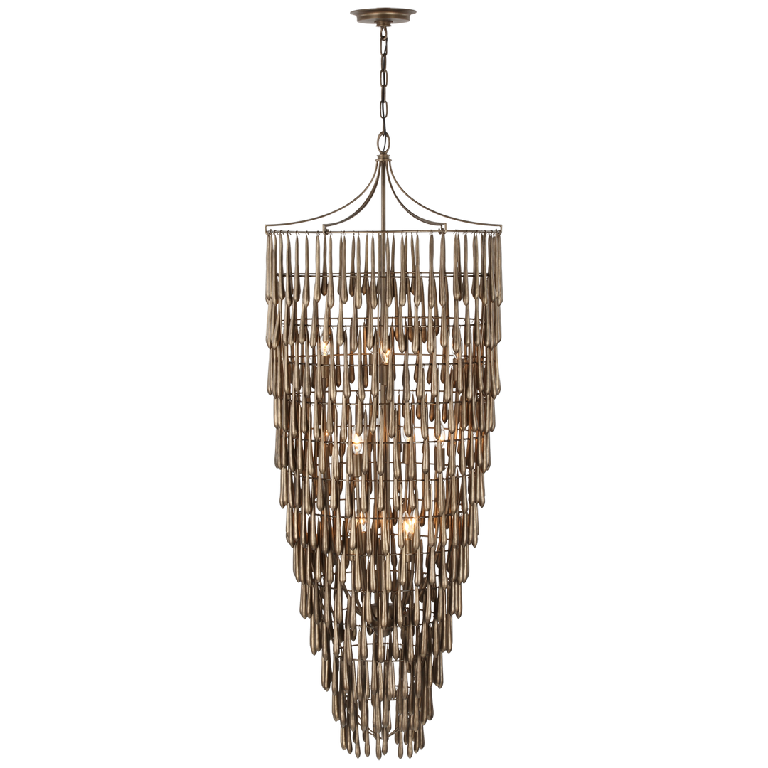 Vacan Tall Cascading Chandelier-Visual Comfort-VISUAL-JN 5135ABL-ChandeliersAntique Bronze Leaf-1-France and Son