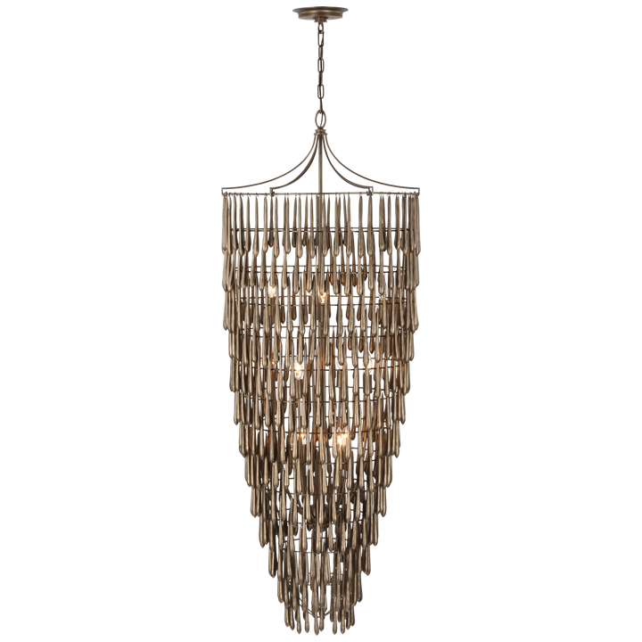 Vacan Tall Cascading Chandelier-Visual Comfort-VISUAL-JN 5135ABL-ChandeliersAntique Bronze Leaf-1-France and Son