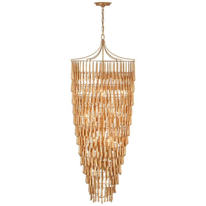 Vacan Tall Cascading Chandelier-Visual Comfort-VISUAL-JN 5135AGL-ChandeliersAntique Gold Leaf-2-France and Son