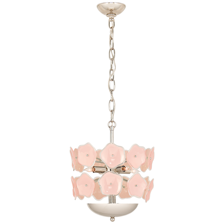 Lexus Small Chandelier-Visual Comfort-VISUAL-KS 5065PN-BLS-ChandeliersPolished Nickel-Blush Tinted Glass-1-France and Son