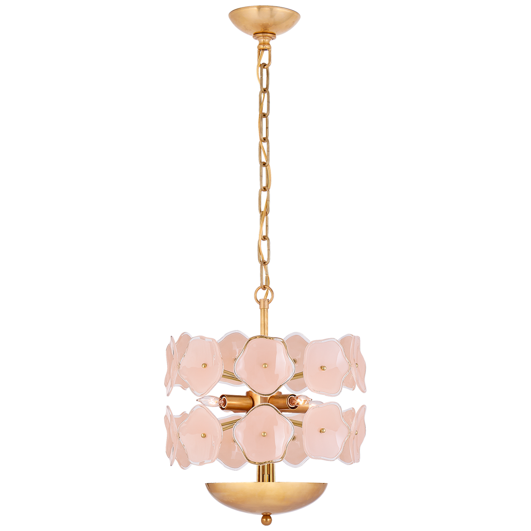 Lexus Small Chandelier-Visual Comfort-VISUAL-KS 5065SB-BLS-ChandeliersSoft Brass-Blush Tinted Glass-3-France and Son