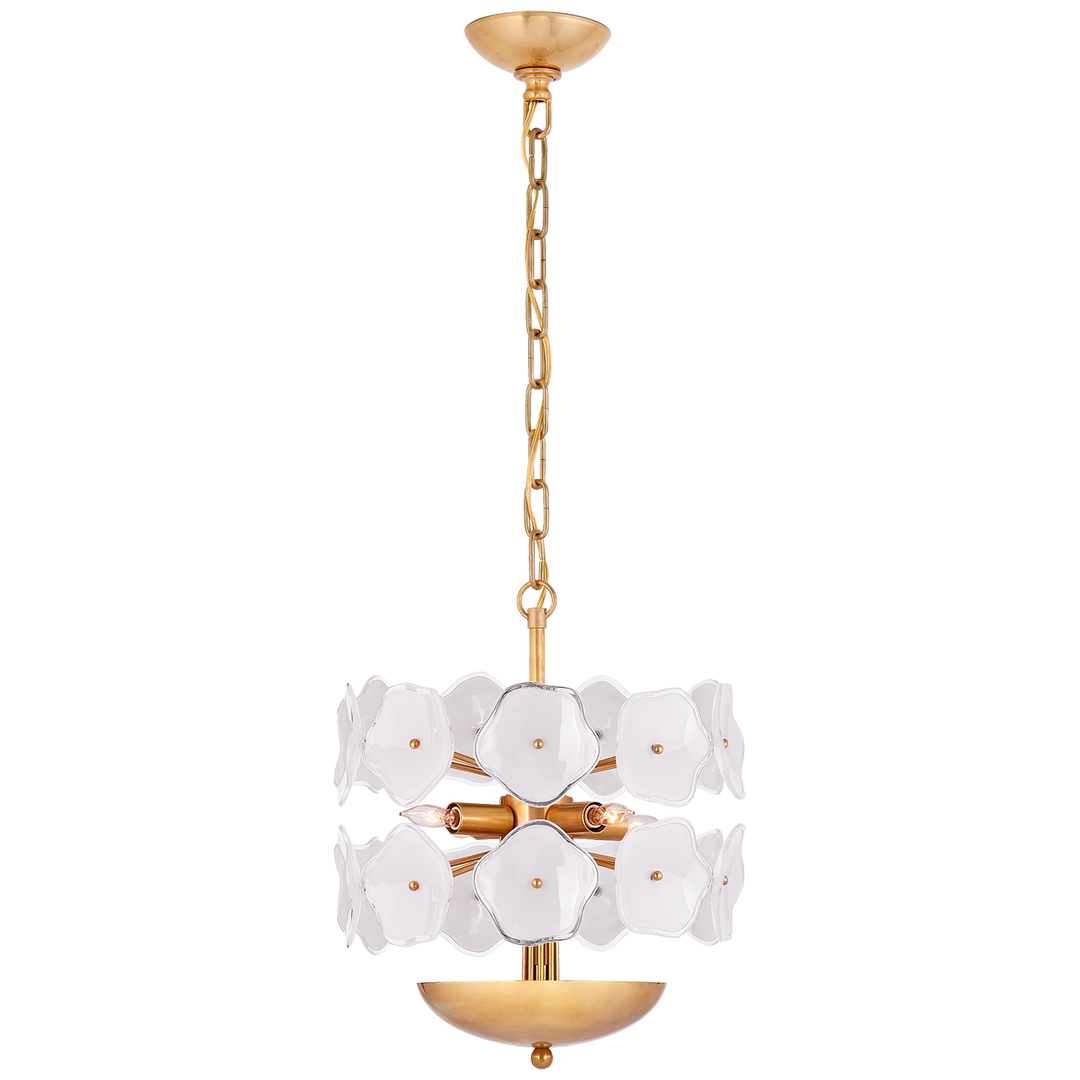 Lexus Small Chandelier-Visual Comfort-VISUAL-KS 5065SB-CRE-ChandeliersSoft Brass-Cream Tinted Glass-4-France and Son
