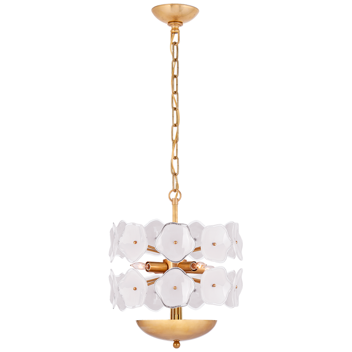 Lexus Small Chandelier-Visual Comfort-VISUAL-KS 5065SB-CRE-ChandeliersSoft Brass-Cream Tinted Glass-4-France and Son