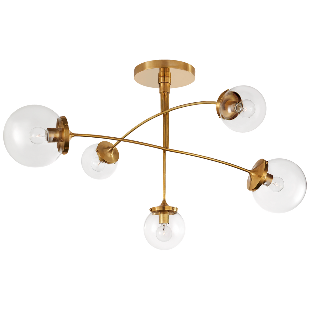 Peony Mobile Chandelier-Visual Comfort-VISUAL-KS 5403SB-CG-ChandeliersMedium-Soft Brass-Clear Glass-2-France and Son