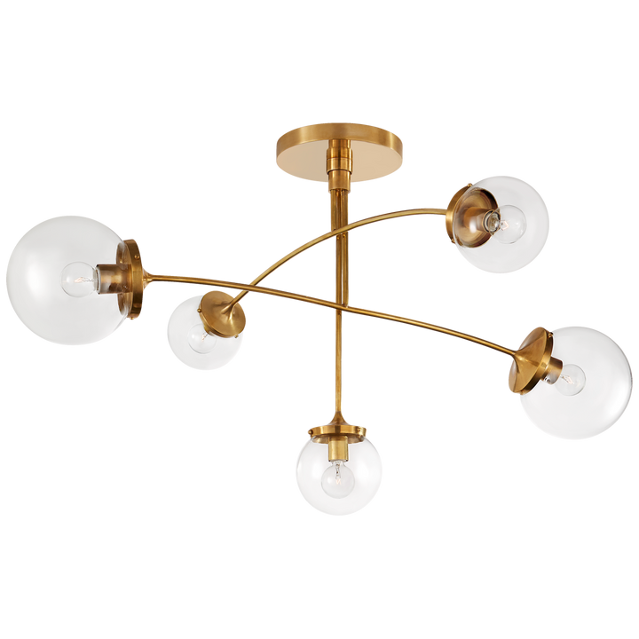 Peony Mobile Chandelier-Visual Comfort-VISUAL-KS 5403SB-CG-ChandeliersMedium-Soft Brass-Clear Glass-2-France and Son