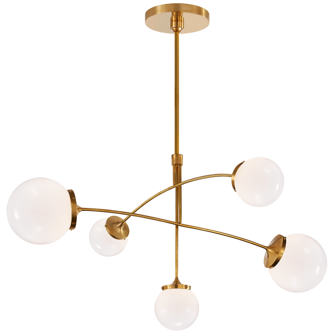 Peony Mobile Chandelier-Visual Comfort-VISUAL-KS 5403SB-WG-ChandeliersMedium-Soft Brass-White Glass-4-France and Son