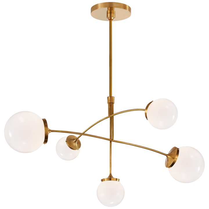 Peony Mobile Chandelier-Visual Comfort-VISUAL-KS 5403SB-WG-ChandeliersMedium-Soft Brass-White Glass-4-France and Son