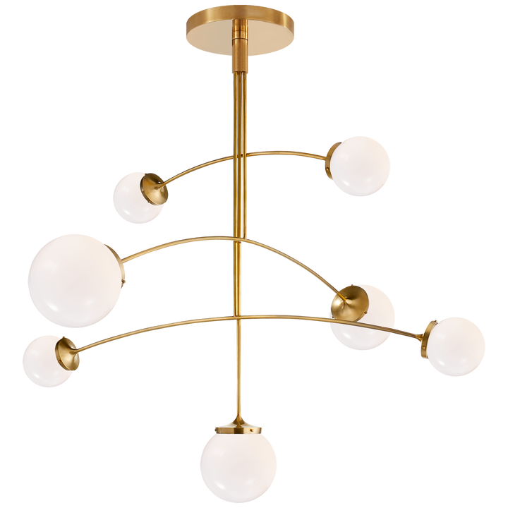 Peony Mobile Chandelier-Visual Comfort-VISUAL-KS 5404SB-WG-ChandeliersLarge-Soft Brass-White Glass-8-France and Son