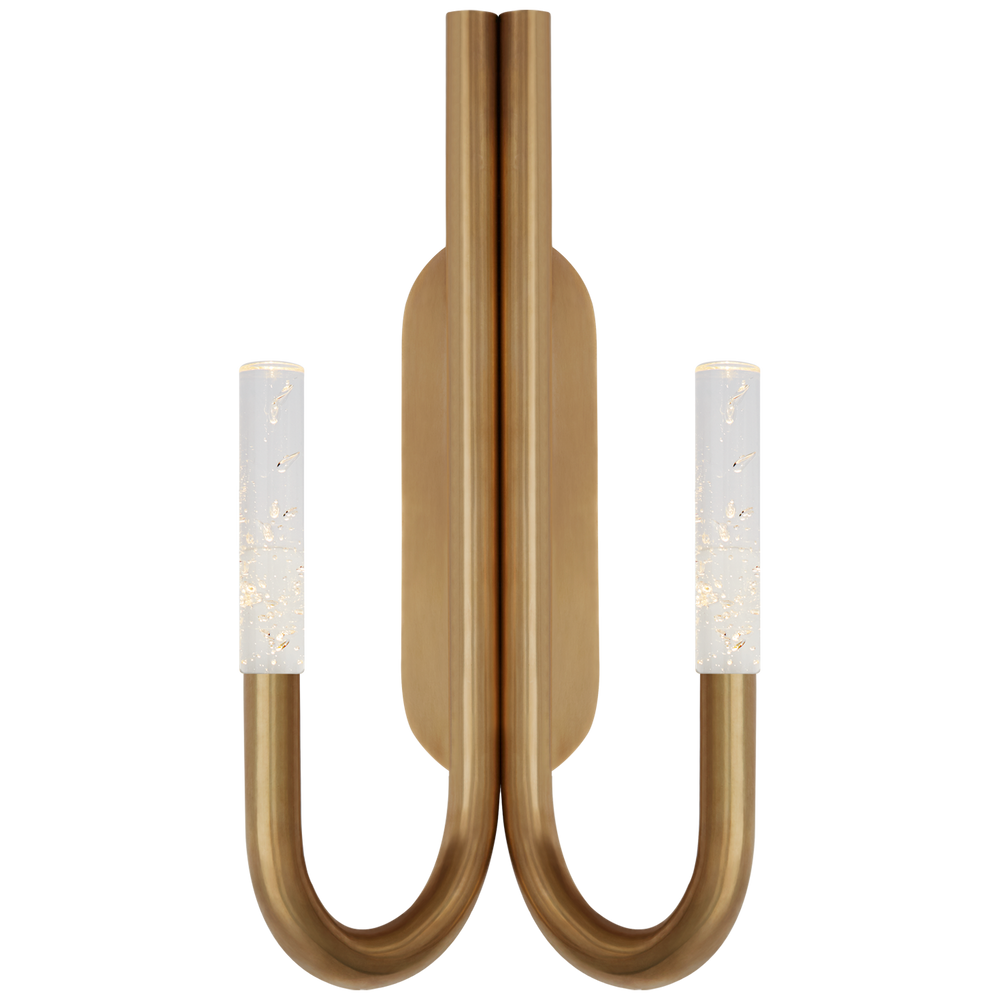 Rosalinda Double Wall Sconce-Visual Comfort-VISUAL-KW 2283AB-SG-Wall LightingAntique-Burnished Brass-Seed Glass-2-France and Son