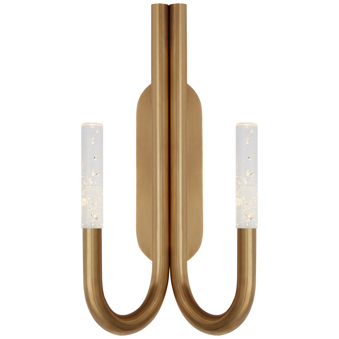 Rosalinda Double Wall Sconce-Visual Comfort-VISUAL-KW 2283AB-SG-Wall LightingAntique-Burnished Brass-Seed Glass-2-France and Son