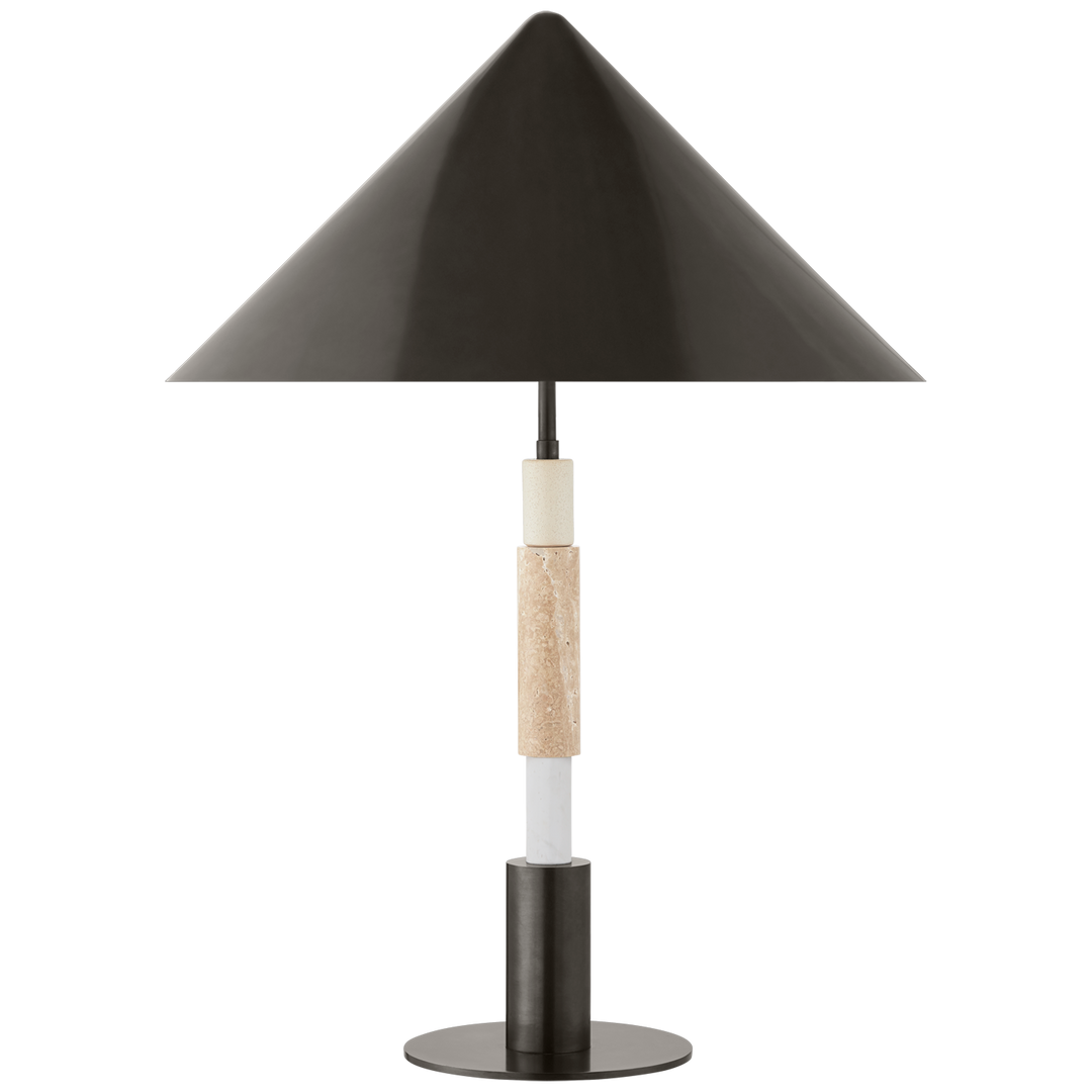 Maria Medium Stacked Table Lamp-Visual Comfort-VISUAL-KW 3607BZ/TVT-BZ-Table LampsBronze and Travertine-20.5" Bronze-4-France and Son