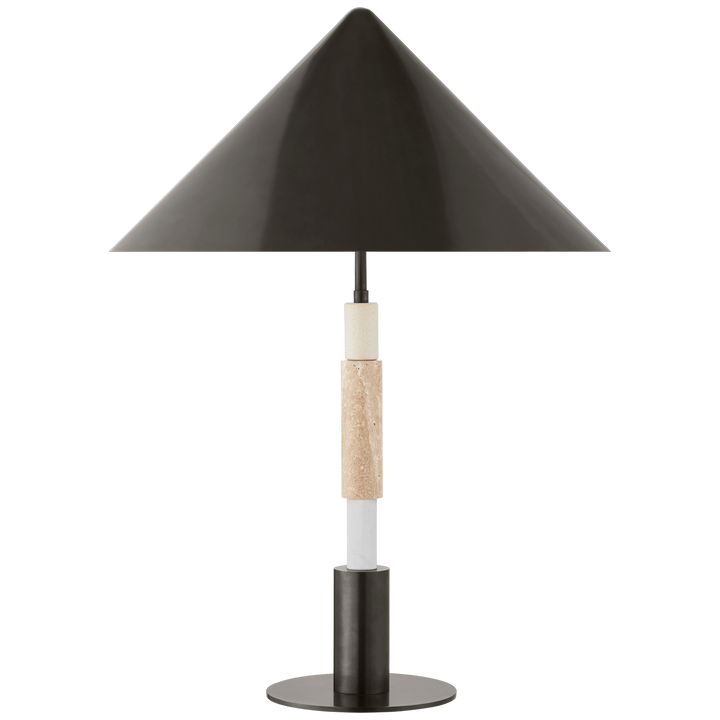 Maria Medium Stacked Table Lamp-Visual Comfort-VISUAL-KW 3607BZ/TVT-BZ-Table LampsBronze and Travertine-20.5" Bronze-4-France and Son