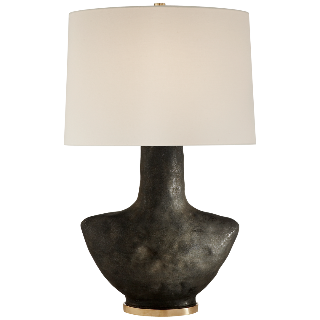 Artem Small Table Lamp-Visual Comfort-VISUAL-KW 3612SBM-L-Table LampsStained Black Metallic-Linen-5-France and Son