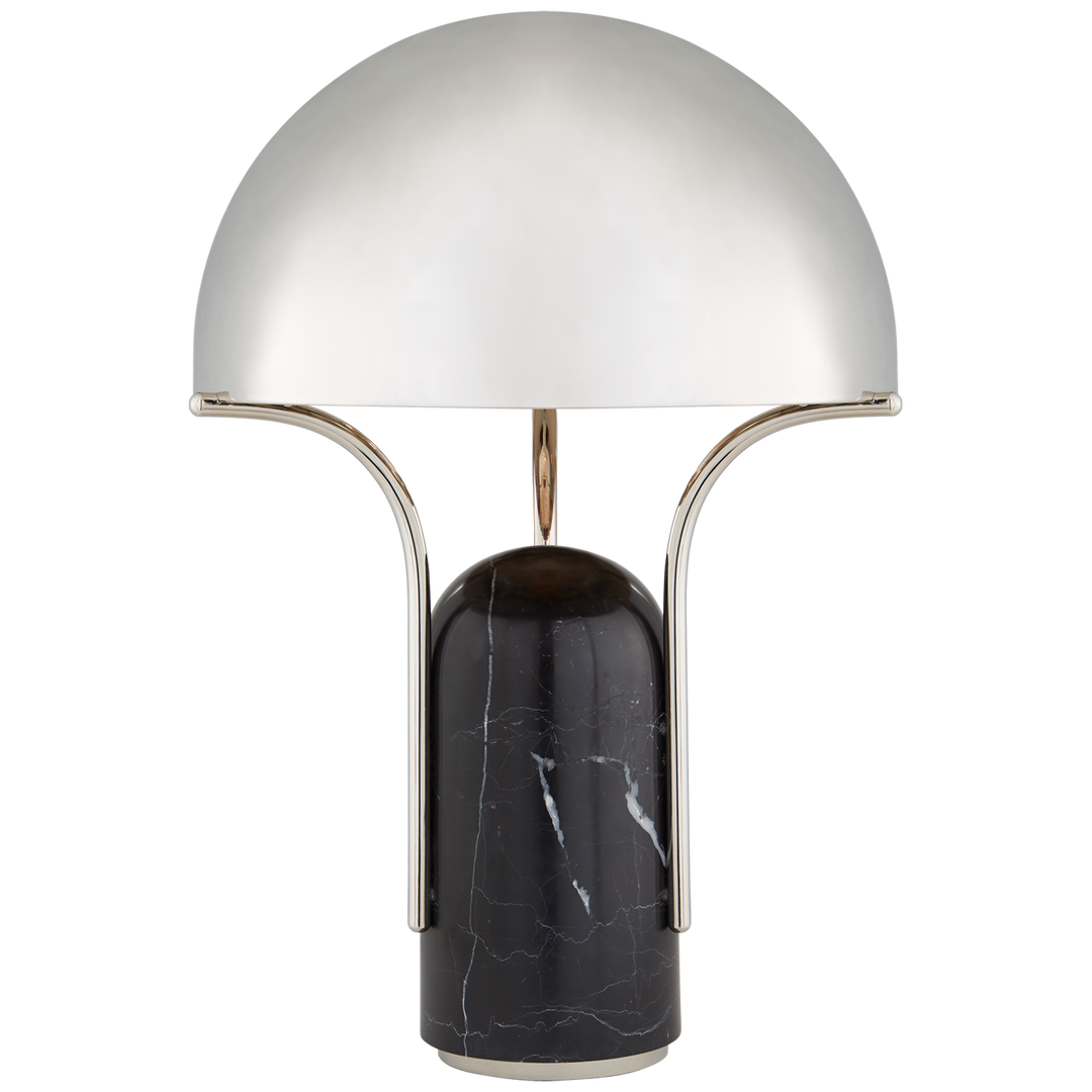 Alboran Medium Dome Table Lamp-Visual Comfort-VISUAL-KW 3920BM-PN-Table LampsBlack Marble-Polished Nickel-1-France and Son