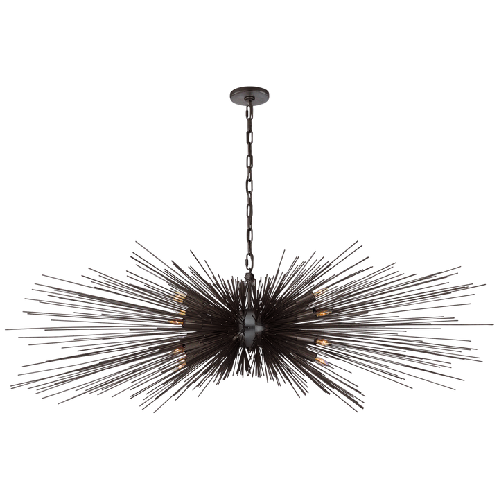 Silvester Large Linear Chandelier-Visual Comfort-VISUAL-KW 5182AI-ChandeliersAged Iron-1-France and Son