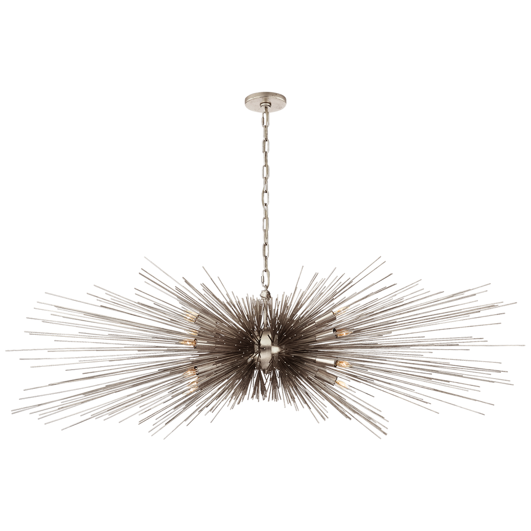 Silvester Large Linear Chandelier-Visual Comfort-VISUAL-KW 5182BSL-ChandeliersBurnished Silver Leaf-2-France and Son