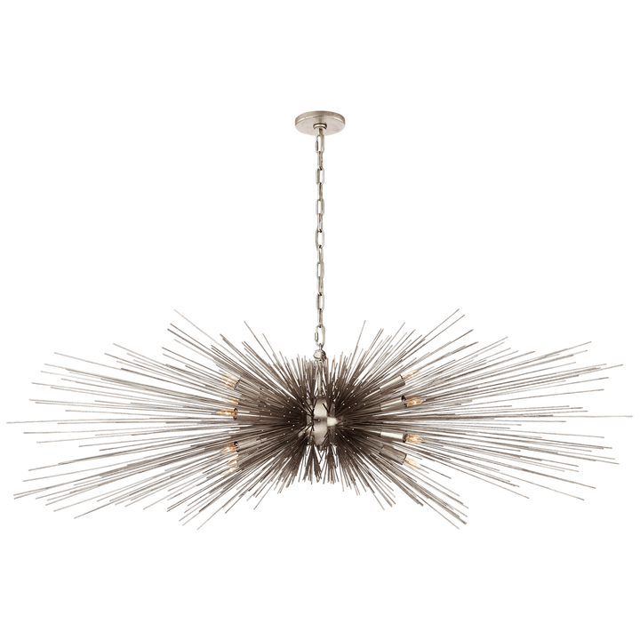 Silvester Large Linear Chandelier-Visual Comfort-VISUAL-KW 5182BSL-ChandeliersBurnished Silver Leaf-2-France and Son