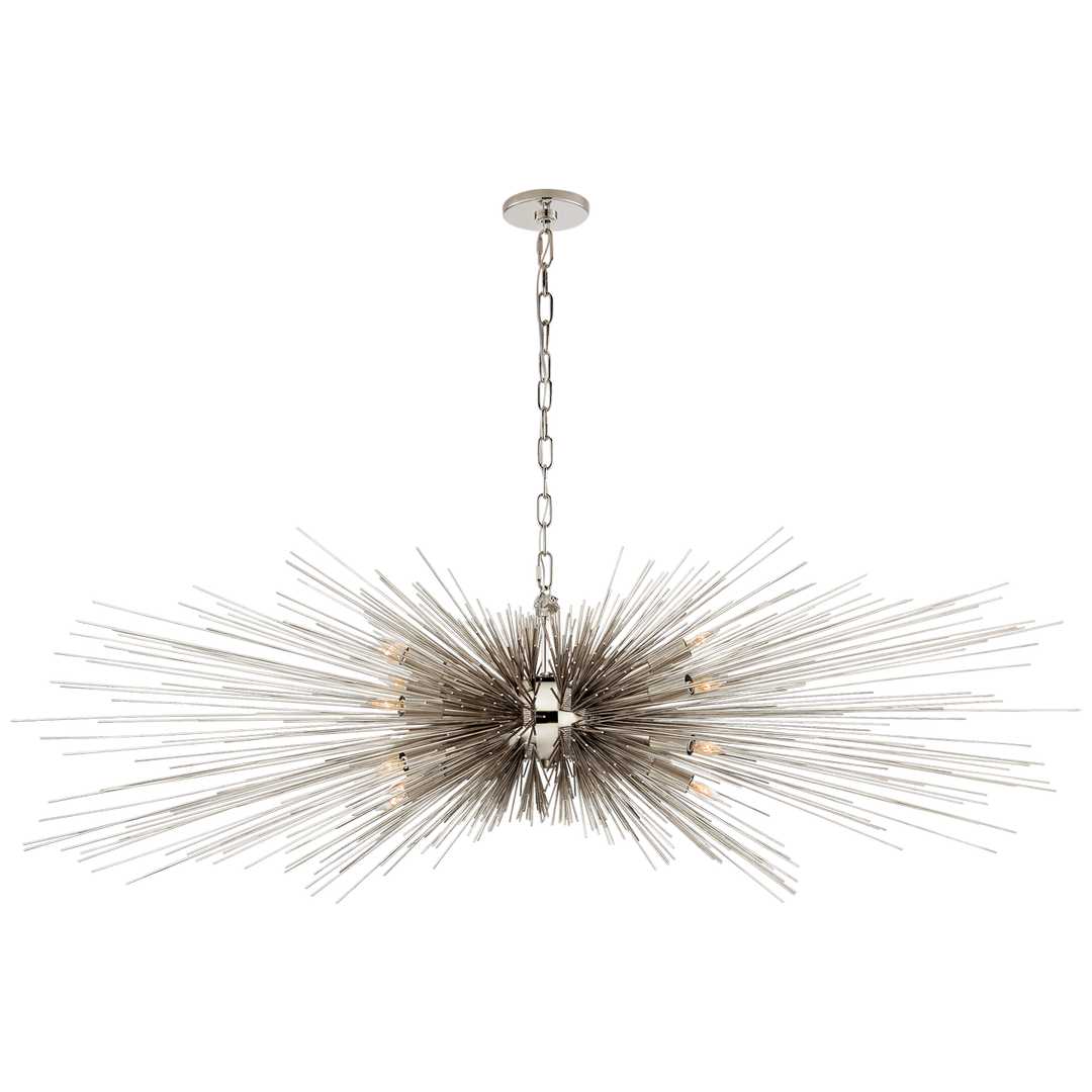 Silvester Large Linear Chandelier-Visual Comfort-VISUAL-KW 5182PN-ChandeliersPolished Nickel-4-France and Son