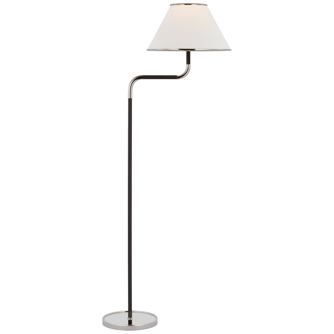 Rissa Medium Bridge Arm Floor Lamp-Visual Comfort-VISUAL-MF 1055PN/EB-L-Floor LampsPolished Nickel and Ebony-1-France and Son