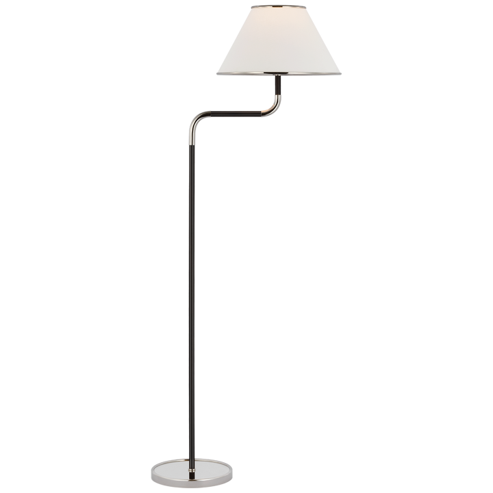 Rissa Medium Bridge Arm Floor Lamp-Visual Comfort-VISUAL-MF 1055PN/EB-L-Floor LampsPolished Nickel and Ebony-1-France and Son