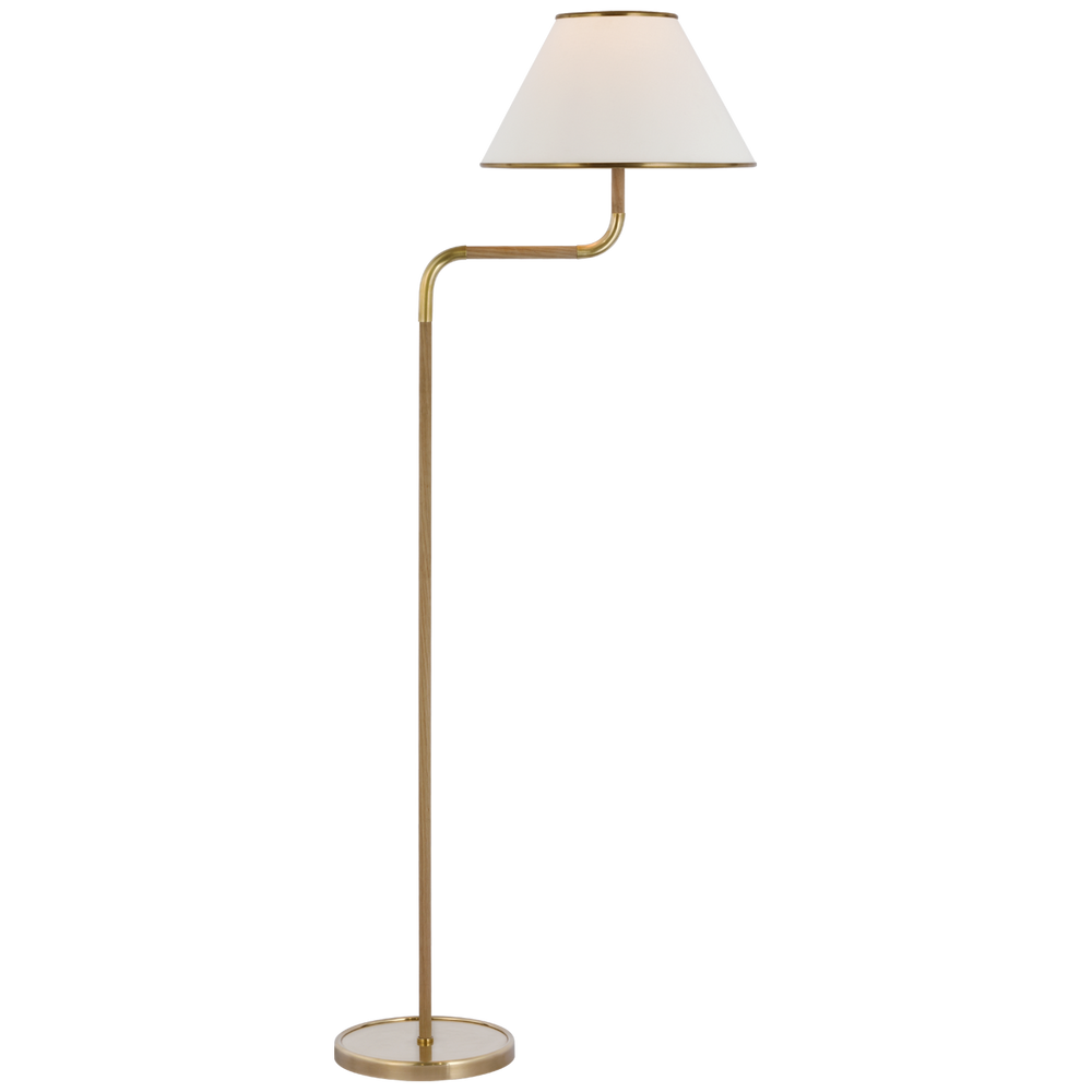 Rissa Medium Bridge Arm Floor Lamp-Visual Comfort-VISUAL-MF 1055SB/NO-L-Floor LampsSoft Brass and Natural Oak-2-France and Son