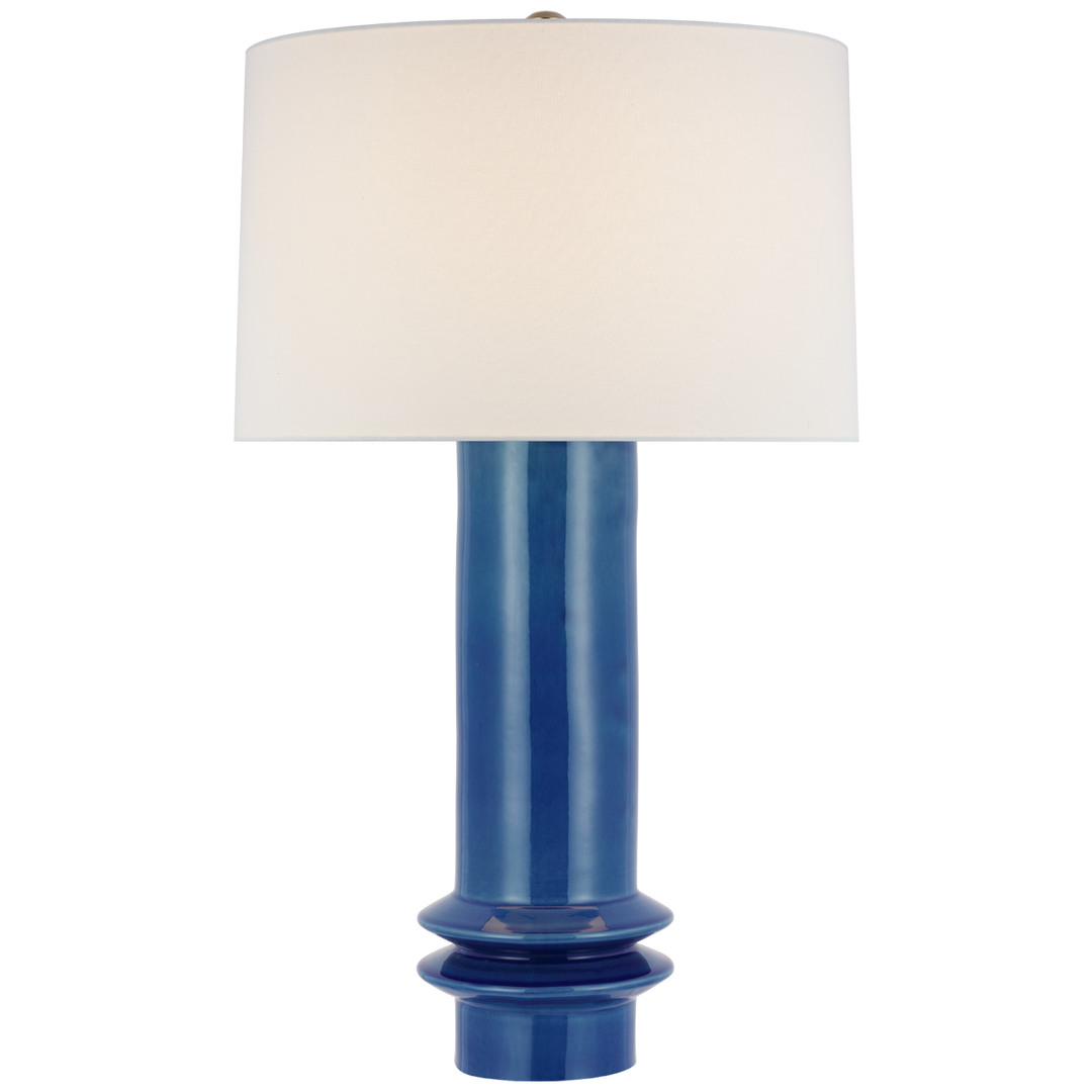 Madge Medium Table Lamp-Visual Comfort-VISUAL-PCD 3603AQC-L-Table LampsAqua Crackle with Linen Shade-2-France and Son