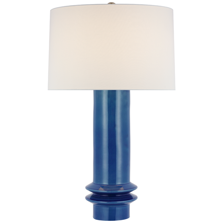 Madge Medium Table Lamp-Visual Comfort-VISUAL-PCD 3603AQC-L-Table LampsAqua Crackle with Linen Shade-2-France and Son