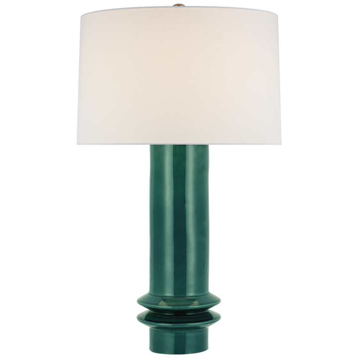 Madge Medium Table Lamp-Visual Comfort-VISUAL-PCD 3603EGC-L-Table LampsEmerald Crackle with Linen Shade-1-France and Son