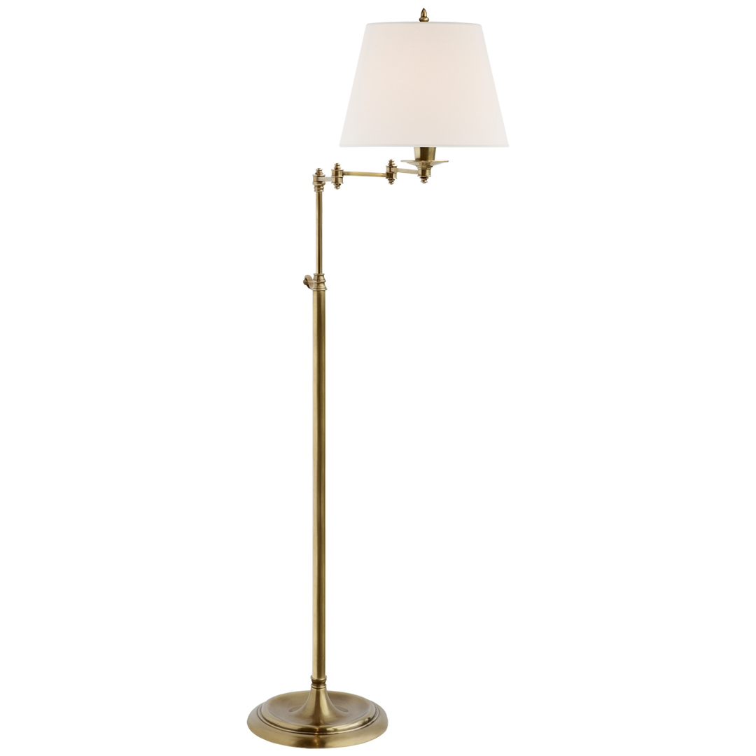 Trisi Arm Floor Lamp-Visual Comfort-VISUAL-S 1200HAB-L2-Floor LampsLinen Shade-1-France and Son