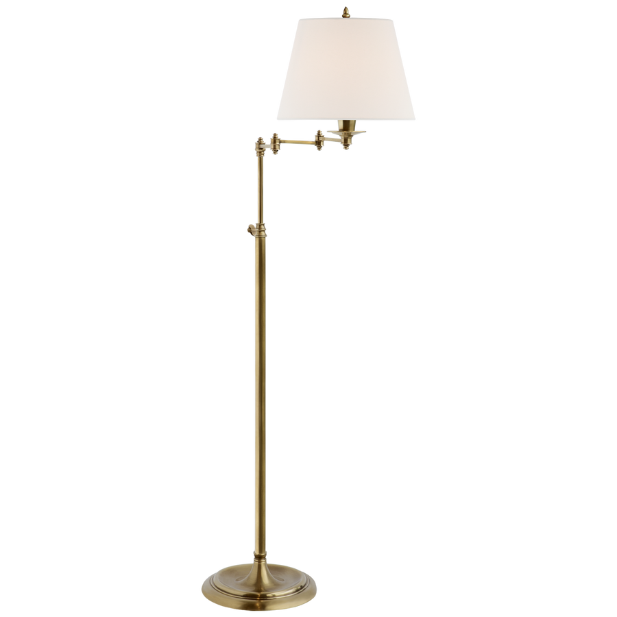 Trisi Arm Floor Lamp-Visual Comfort-VISUAL-S 1200HAB-L2-Floor LampsLinen Shade-1-France and Son