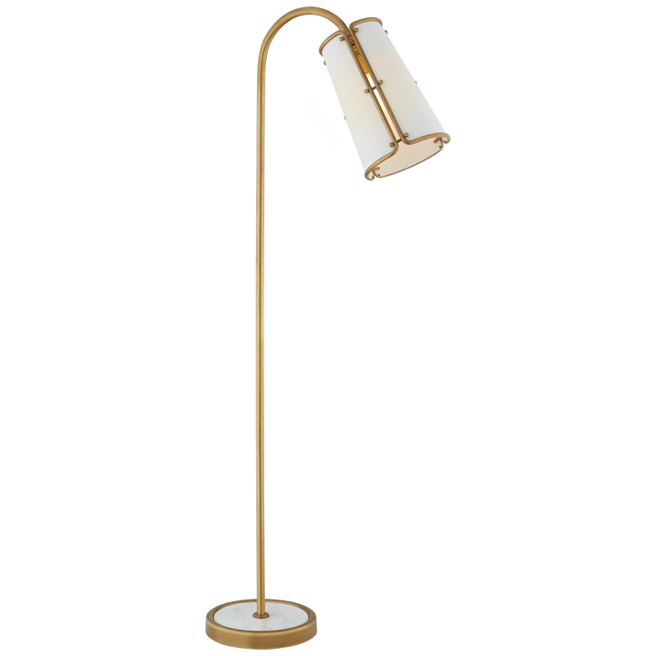 Haxer Medium Floor Lamp-Visual Comfort-VISUAL-S 1656HAB-WHT-Floor LampsHand-Rubbed Antique Brass-White Shade-3-France and Son