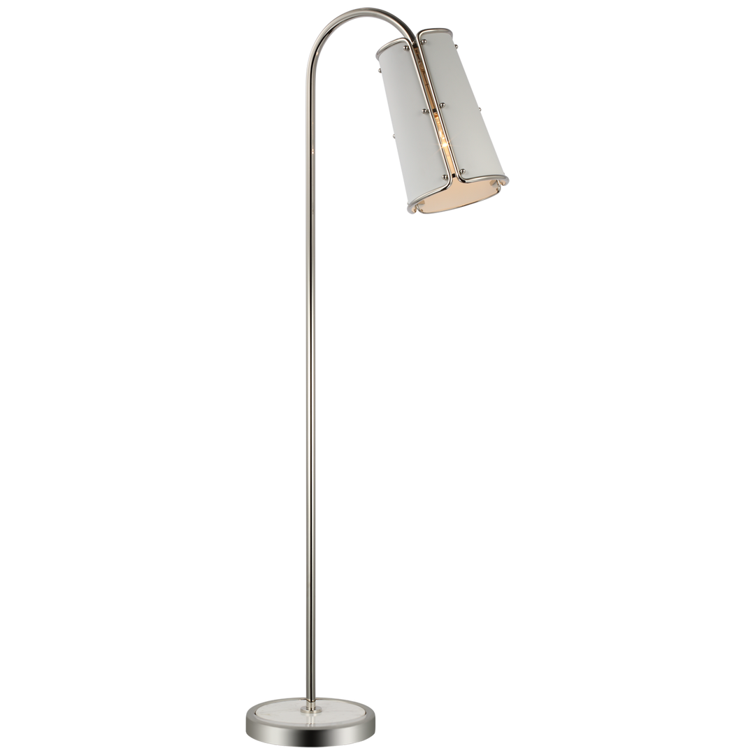 Haxer Medium Floor Lamp-Visual Comfort-VISUAL-S 1656PN-WHT-Floor LampsPolished Nickel-White Shade-1-France and Son