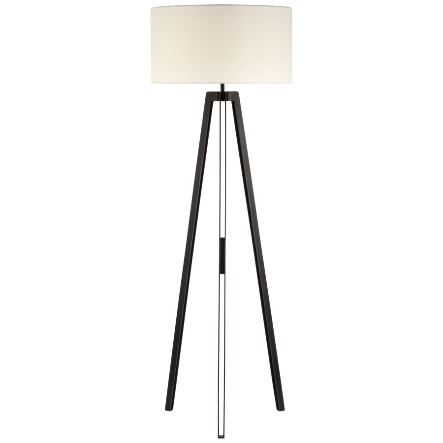 Luna Large Tripod Floor Lamp in Aged Iron with Linen Shade-Visual Comfort-VISUAL-S 1720AI-L-Floor Lamps-1-France and Son