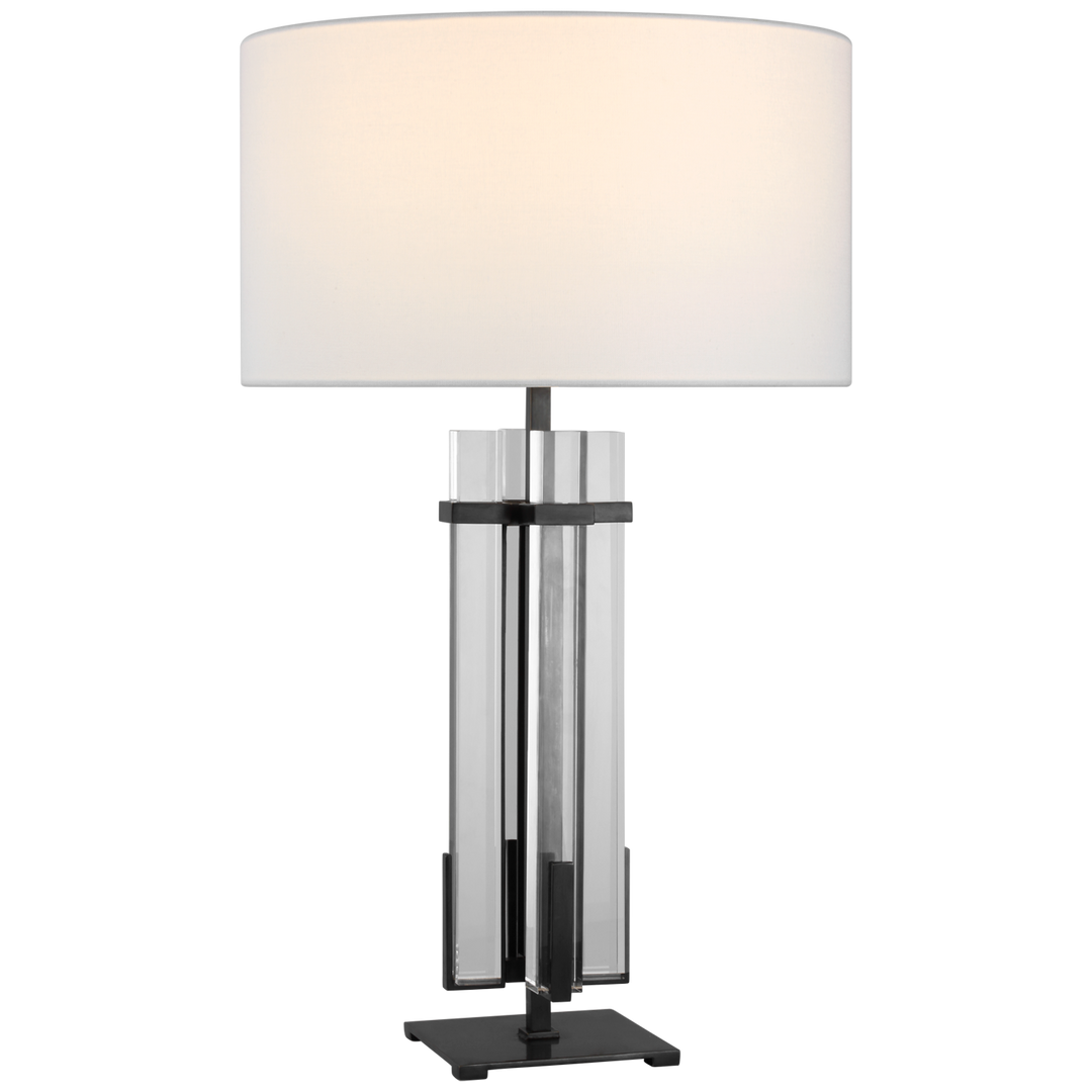 Madelaine Large Table Lamp-Visual Comfort-VISUAL-S 3910BZ/CG-L-Table LampsBronze and Crystal with Linen Shade-3-France and Son