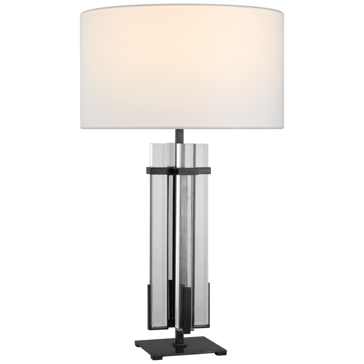 Madelaine Large Table Lamp-Visual Comfort-VISUAL-S 3910BZ/CG-L-Table LampsBronze and Crystal with Linen Shade-3-France and Son