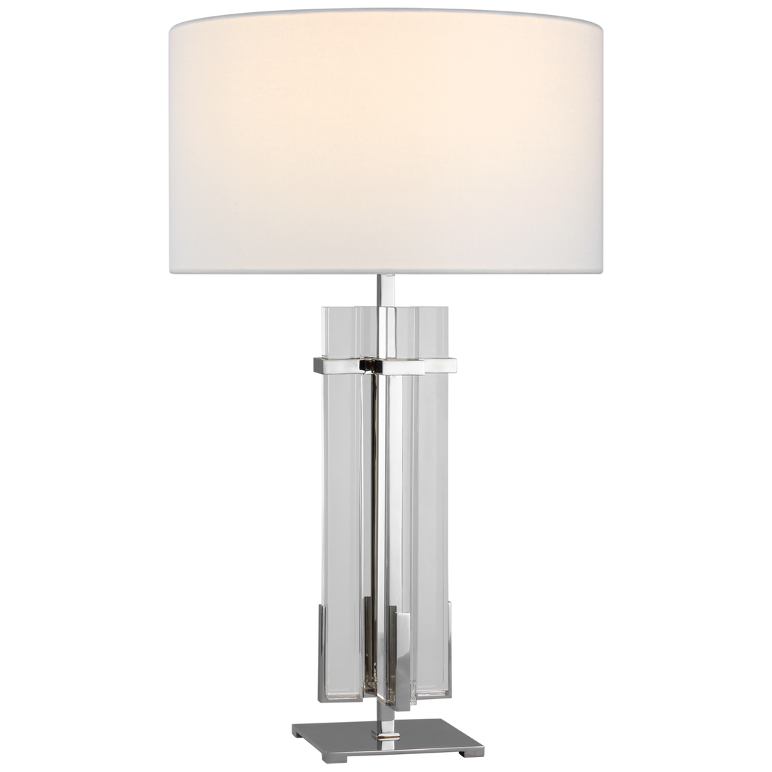 Madelaine Large Table Lamp-Visual Comfort-VISUAL-S 3910PN/CG-L-Table LampsPolished Nickel and Crystal with Linen Shade-1-France and Son