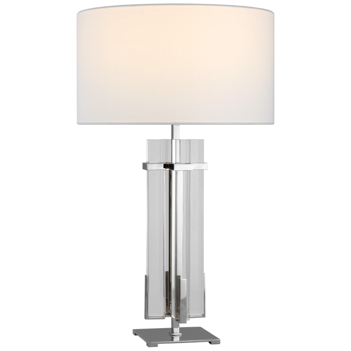 Madelaine Large Table Lamp-Visual Comfort-VISUAL-S 3910PN/CG-L-Table LampsPolished Nickel and Crystal with Linen Shade-1-France and Son