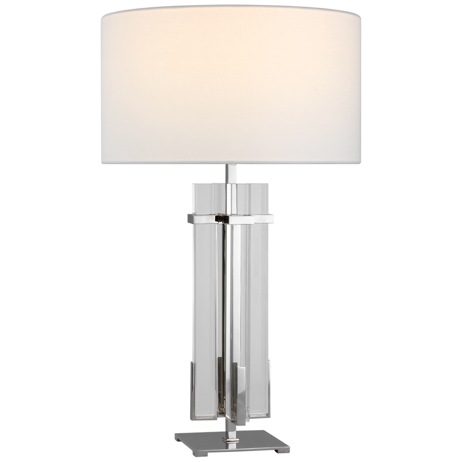 Madelaine Large Table Lamp-Visual Comfort-VISUAL-S 3910PN/CG-L-Table LampsPolished Nickel and Crystal with Linen Shade-1-France and Son