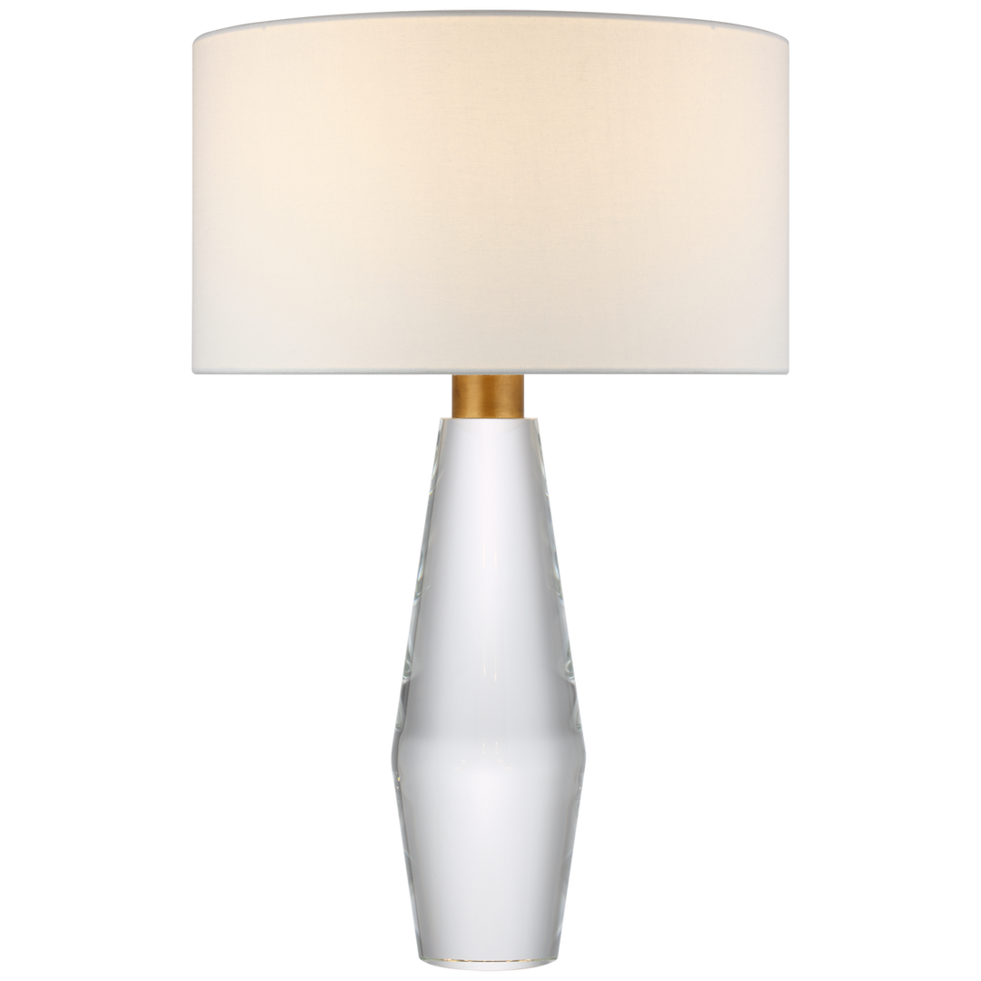 Thunder Large Table Lamp in Clear Glass with Linen Shade-Visual Comfort-VISUAL- S 3920CG-L-Table Lamps-1-France and Son