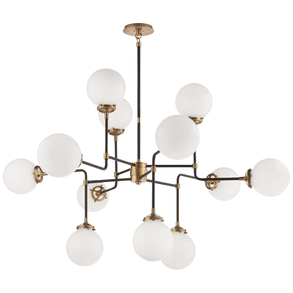 Bela Medium Chandelier-Visual Comfort-VISUAL-S 5022HAB-WG-ChandeliersHand-Rubbed Antique Brass with White Glass-2-France and Son