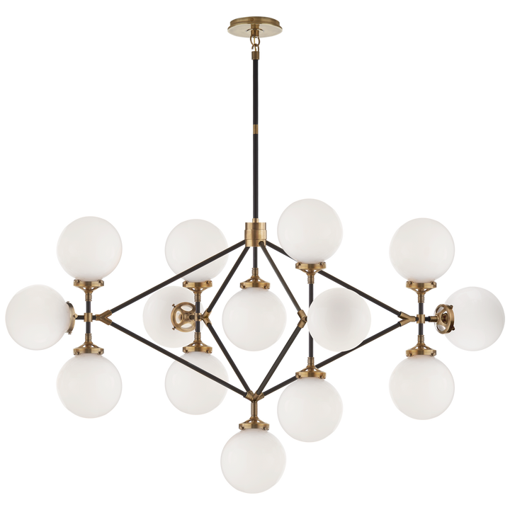 Bela Four Arm Chandelier-Visual Comfort-VISUAL-S 5024HAB/BLK-WG-ChandeliersHand-Rubbed Antique Brass and Black with White Glass-3-France and Son