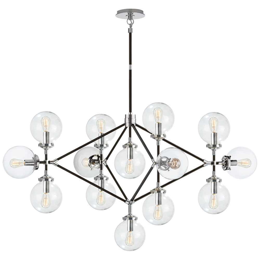 Bela Four Arm Chandelier-Visual Comfort-VISUAL-S 5024PN/BLK-CG-ChandeliersPolished Nickel and Black with Clear Glass-2-France and Son