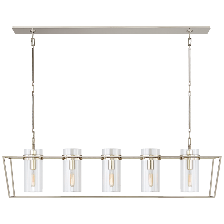 Presilin Large Linear Lantern-Visual Comfort-VISUAL-S 5177PN-CG-ChandeliersPolished Nickel-2-France and Son