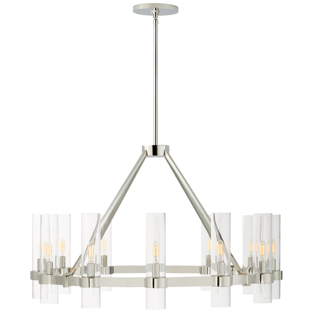 Presilin Medium Chandelier-Visual Comfort-VISUAL-S 5680PN-CG-ChandeliersPolished Nickel-2-France and Son