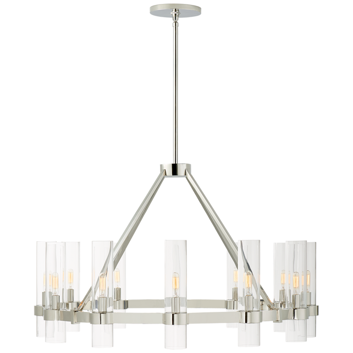 Presilin Medium Chandelier-Visual Comfort-VISUAL-S 5680PN-CG-ChandeliersPolished Nickel-2-France and Son