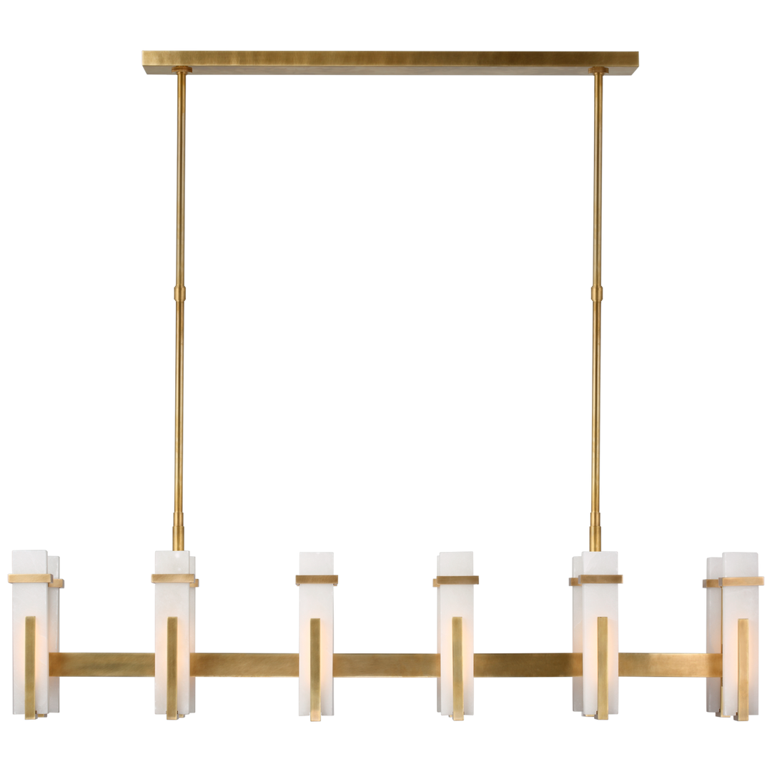 Malia Chandelier-Visual Comfort-VISUAL-S 5915HAB-ALB-ChandeliersLarge Linear-Hand-Rubbed Antique Brass-Alabaster-15-France and Son